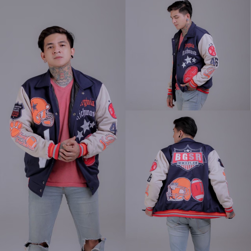 VARSITY JAKET BIG SIZE CEWE COWO FULL BORDIR BAHAN COTTON FLECEE PREMIUM