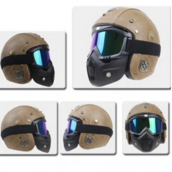 Kacamata helm bogo cargloss kaca topeng penutup wajah dan masker untuk motor retro anti debu anti vi