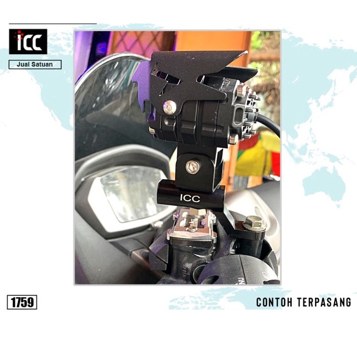 Brecket Lampu Tembak Motor CNC Lobang Spion tipe X1 BRAND ICC PNP Murah Berkualitas UNIVERSAL