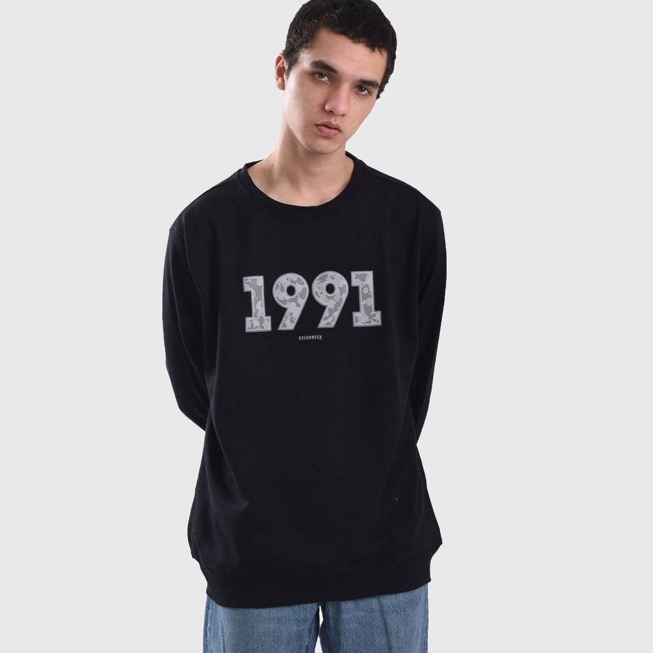 Top banget--Roughneck SS097 Black 1991 Aura Camouflage Crewneck