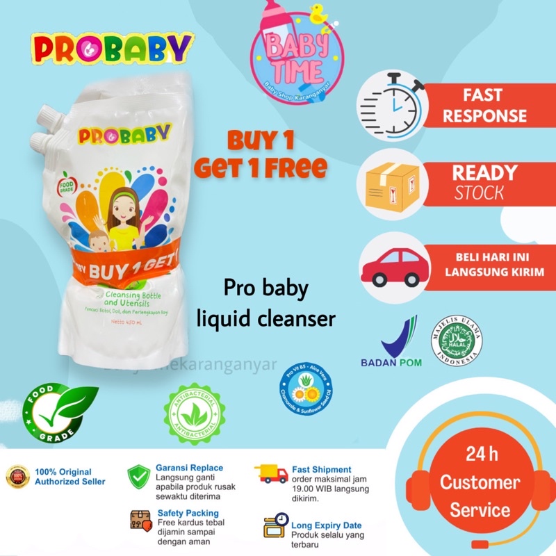 Probaby Baby Liquid Cleanser Sabun Pencuci Botol Dot Bayi Sabun Cuci Botol Susu Pro Baby 150ml, 450+150ml / 700+450ml