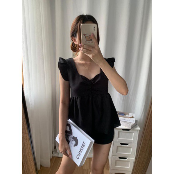 BEFAST - ZFS OOTD Blouse NABILA / YOONA SHAKILA CUTE TOP / Blouse Wanita Model Terbaru / Pakaian Kekinian Remaja ABG / Blouse Lengan Kupu-Kupu / Fashion Wanita Casual / Atasan Lengan Pendek / Blouse Polos Formal / Outfit Wanita Modis