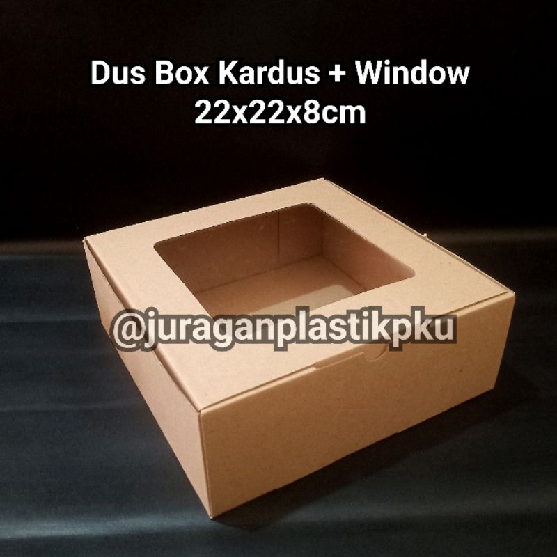 Dus Box Kardus + Window 22x22x8 cm | Kotak Kemasan Corrugated Box 22x22 cm 22 x 22 Jendela Mika Plas