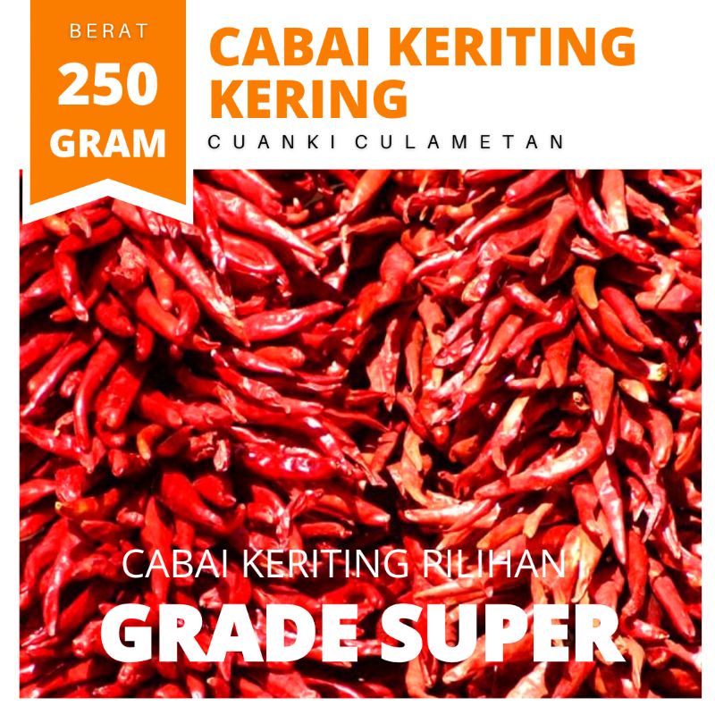 

Cabai kering rawit super fresh 250 gram cabe kering ekstra pedas