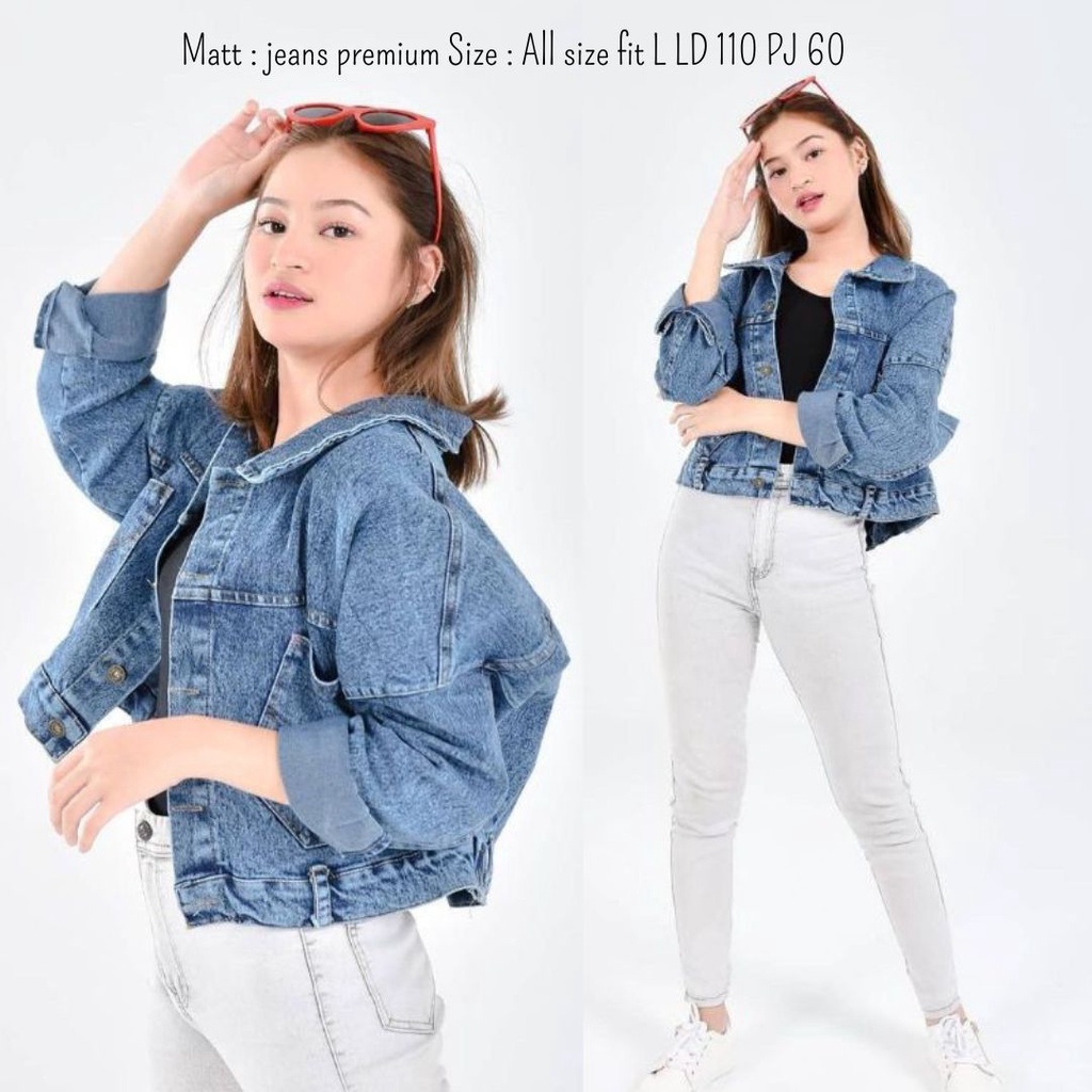 JAKET JEANS CROP OVERSIZE - JAKET JEANS WANITA - JAKET JEANS PREMIUM