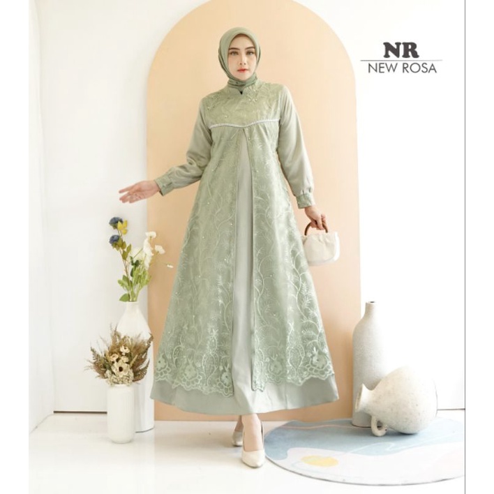 Jual Vania Dress Series Baju Muslim Model Rompi dengan Aksen Manik