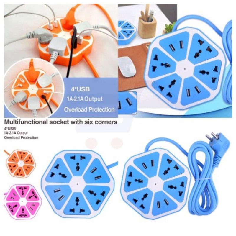 Colokan Hexagon Stop Kontak Hexagon Jeruk Stopkontak Listrik USB