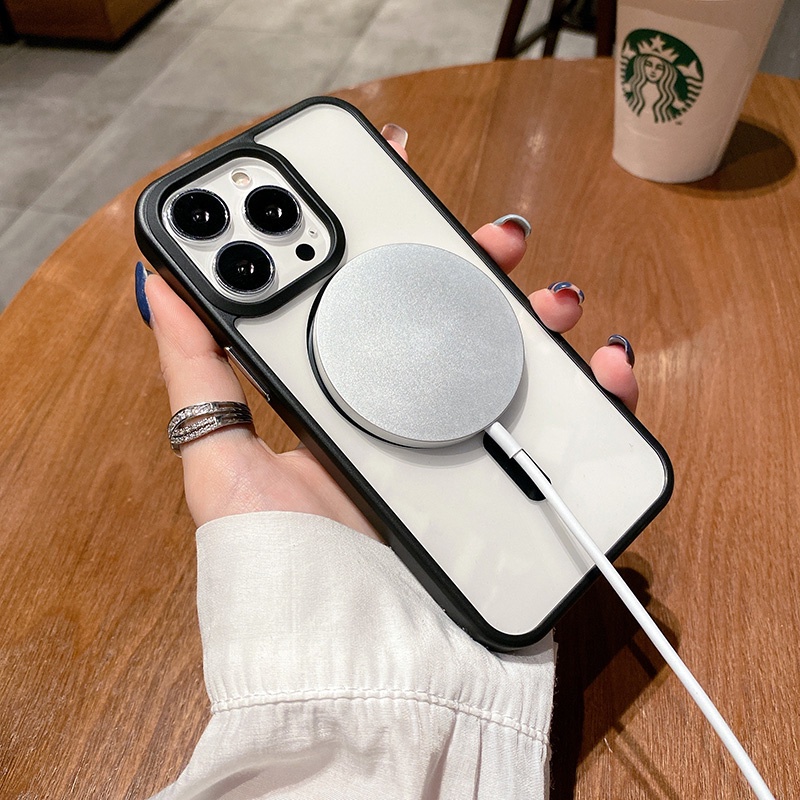 Casing Magnetik Magsafe Transparan Untuk iPhone 14 Pro Max 13 12 11 Pro Max Mini X XR Xs Max 7 8 Plus Bumper
