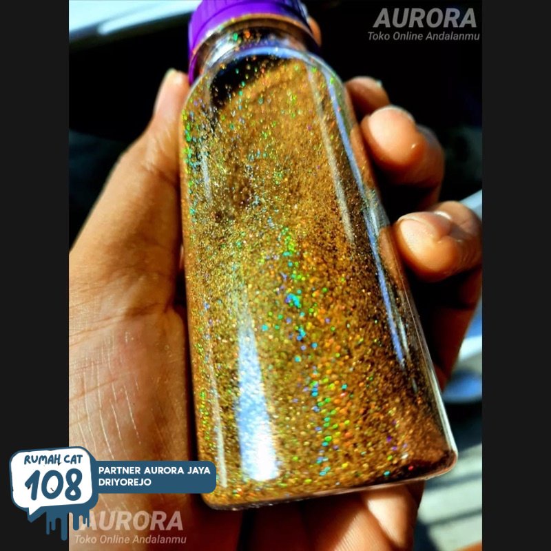 Rumah Cat - SERBUK GLITTER EMAS GOLD METALIK HOLOGRAM 100gr Rumah Cat Motor dan Mobil