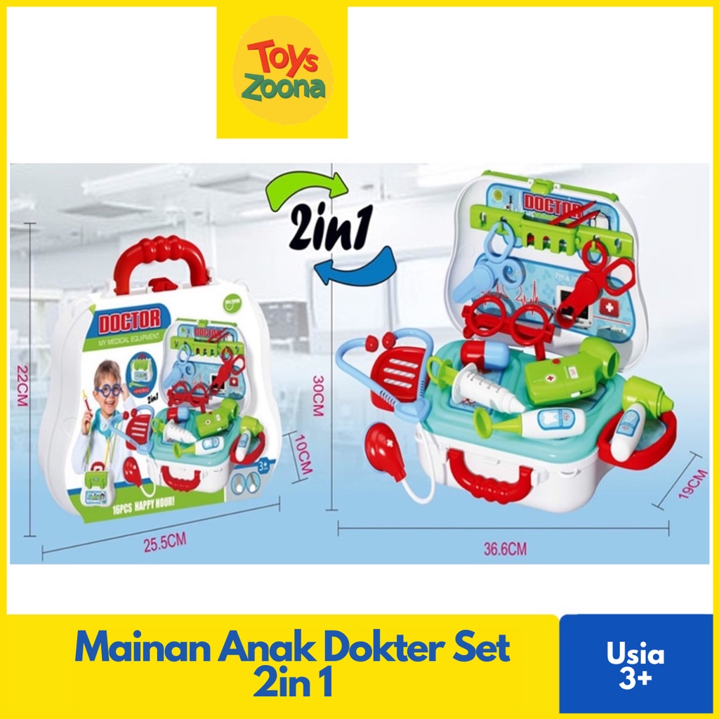 ToysZoona Mainan Alat Dokter Mainan Anak Edukasi Set Dokter 2In1 Mainan Anak Edukasi Mainan Dokter Dokteran Mainan Dokter Dokteran Lengkap / Mainan Dokter Dokteran Anak