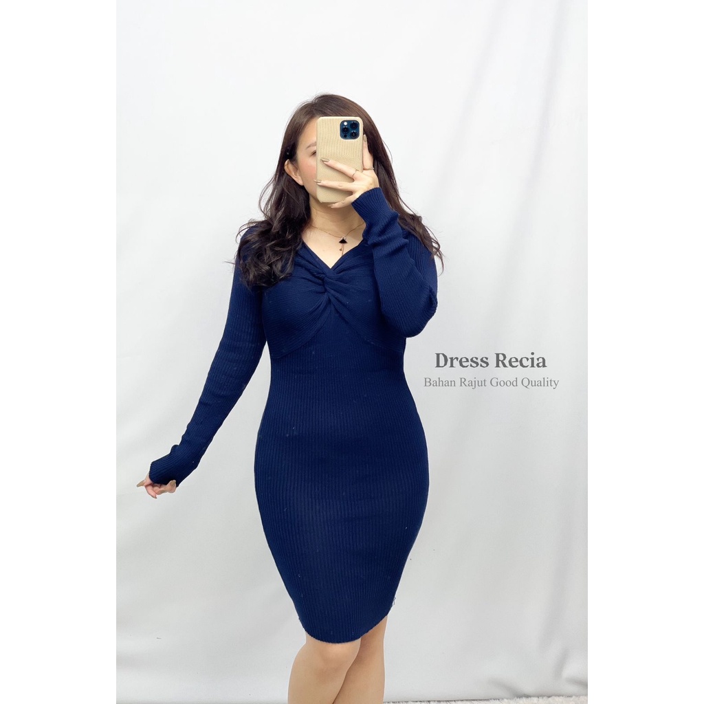 Basic id fashion Dres rajut wanita / rajut recia / rajut strech / dres wanita rajut premium