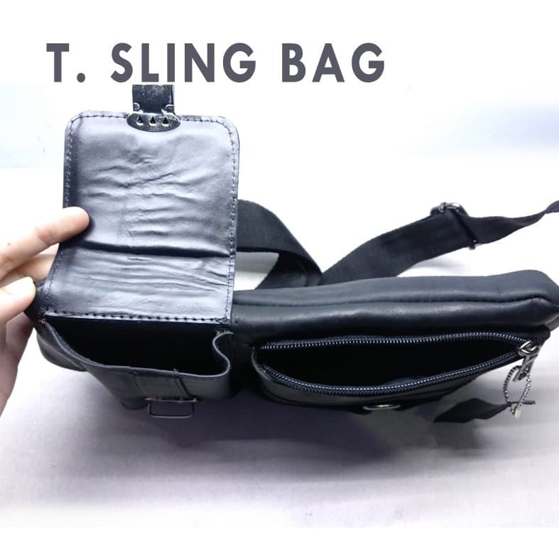 sling bag Pria Kulit asli /tas Priakulit asli bahan kulit sapi Premium