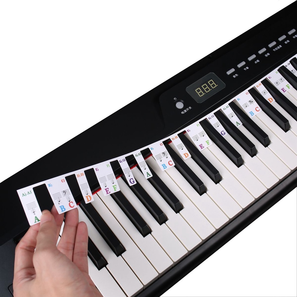 Stiker Penanda Tuts Piano Keyboard Ukuran 61 / 88 Tanpa Lem Dengan Case Untuk Pemula