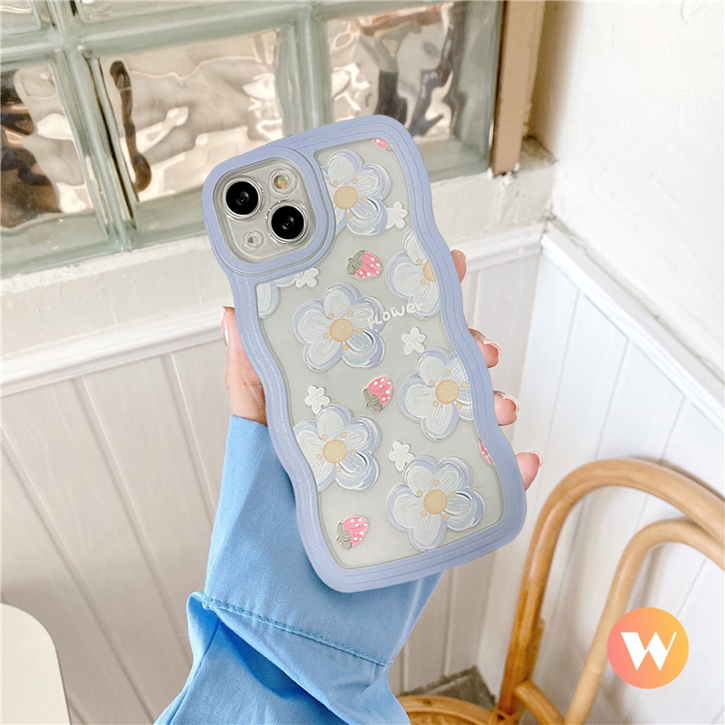 Soft Case TPU Motif Bunga Stoberi Biru Untuk Vivo Y22 Y11 Y21 Y17 V20 V23E V25E Y20i Y12s Y15 Y33S Y12 Y20 Y11S Y21T T1 Y20 Yx