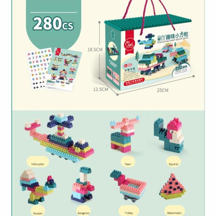 DISKON MAINAN ANAK DIY LEGO 280 PCS/ BRICKS 280 PCS /MAINAN EDUKASI PENGIRIMAN CEPAT