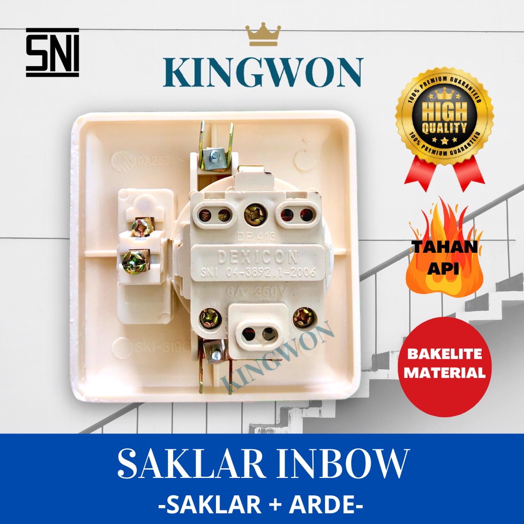 SAKLAR INBOW (IB) SAKLAR ENGKEL + STOP KONTAK ARDE SINGLE SWITCH LAMP