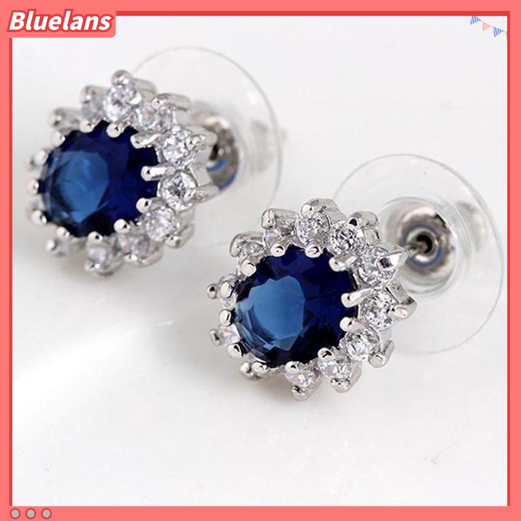 [bluelans]Fashion Faux Gemstone Rhinestone Pendant Necklace Stud Earrings Jewelry Gift