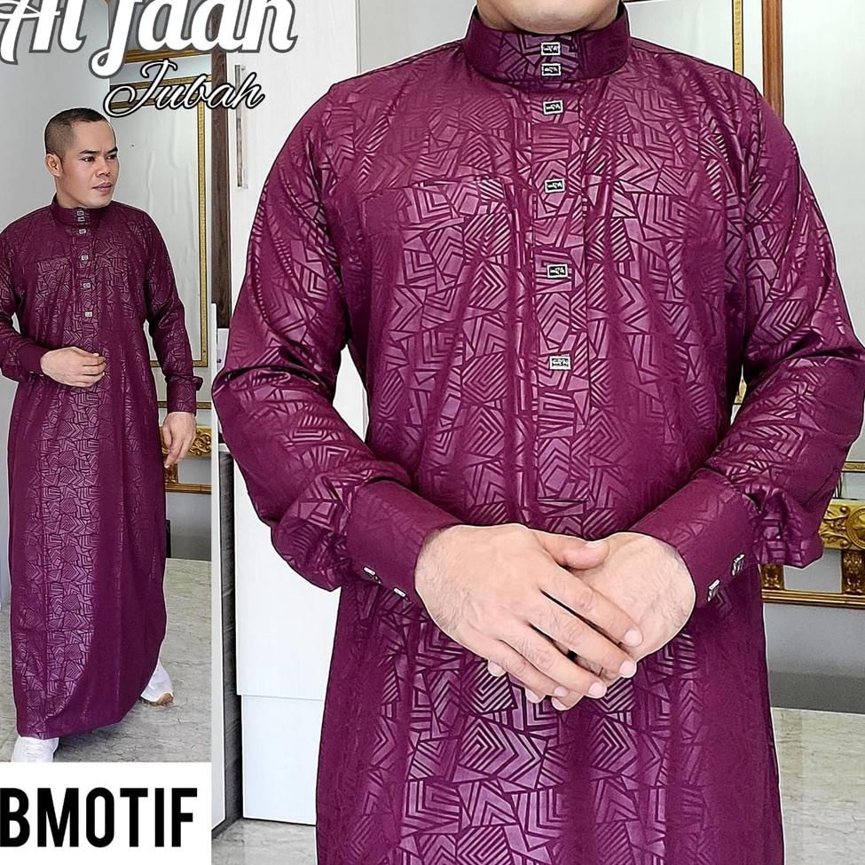 [KODE HAI9V] Jubah Pria Gamis Pria Baju Jubah muslim Motif Embos Mewah Thobe Daffah kurta koko model