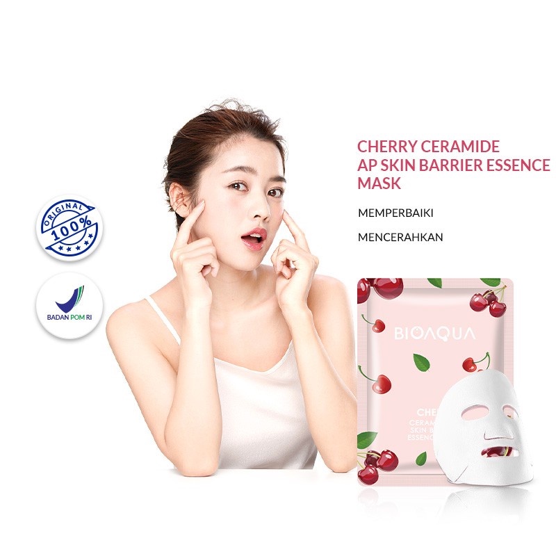 ✨ AKU MURAH ✨ BIOAQUA ''Cherry Ceramide Ap Skin Barrier'' Sheet Mask Natural Plant Essence Face Masker