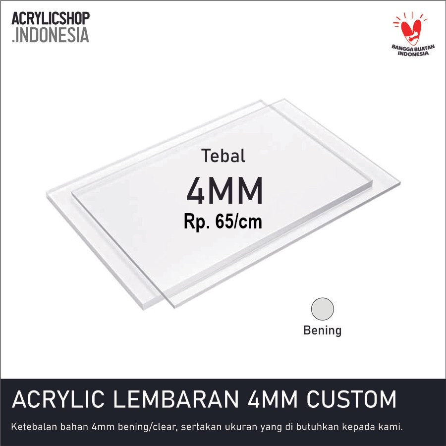 Acrylic/Akrilik 4mm Lembaran Custom/Ecer/Potongan Mika Lembaran MURAH