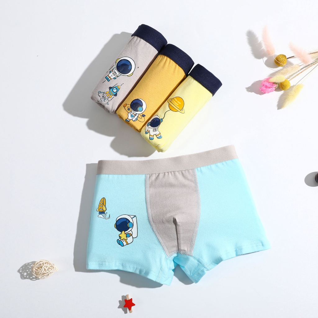 Celana Dalam CD Boxer Anak Laki Laki usia 6-10 tahun Motif Astronot Impor Murah Bahan Katun Lembut Adem CDA 03