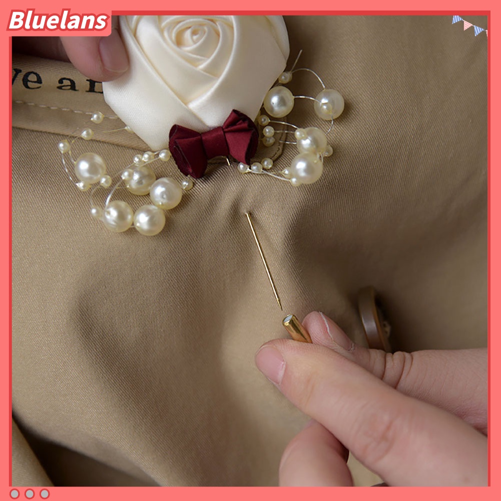 Bluelans Artificial Flower Leaf Boutonniere Corsage Wedding Ceremony Bride Groom Brooch