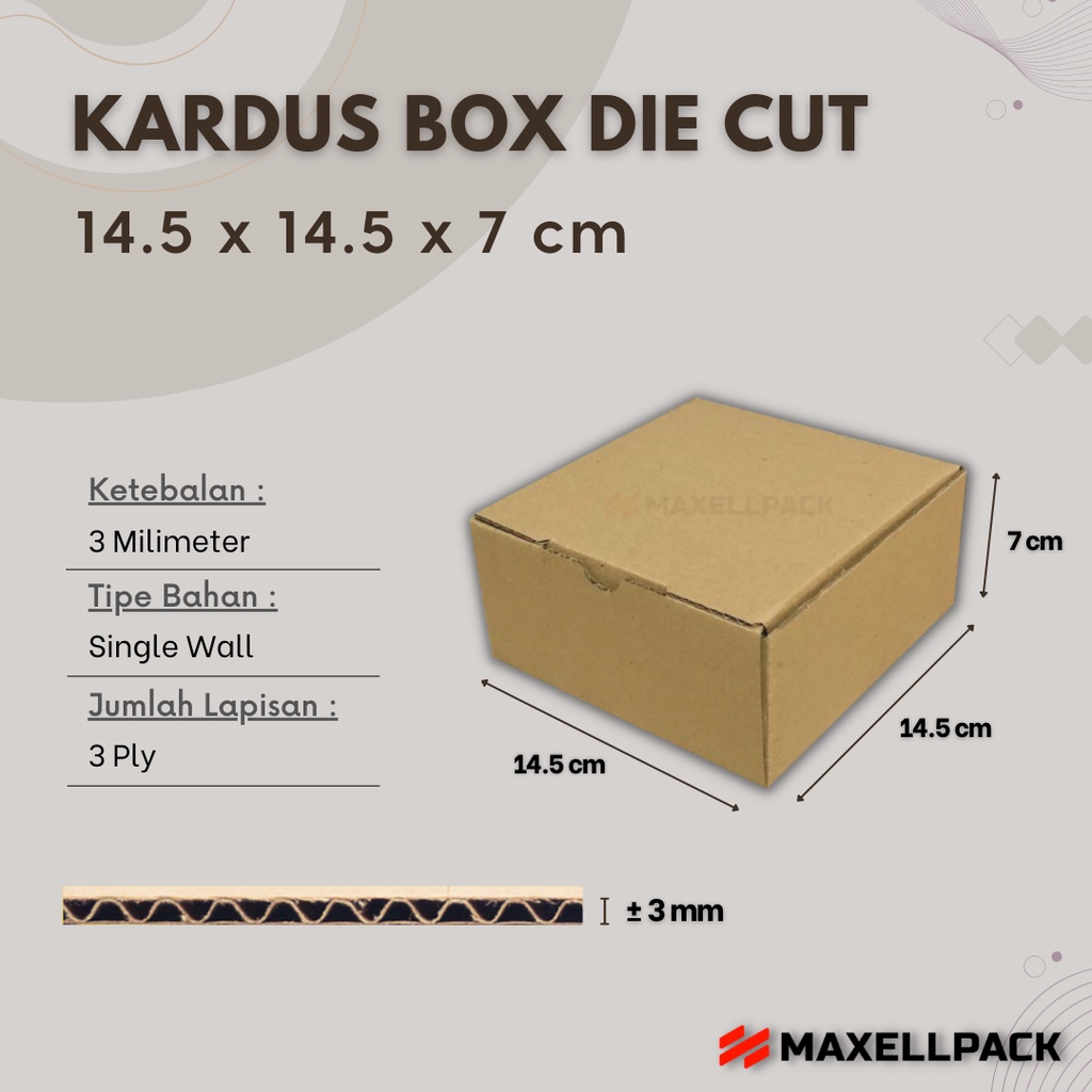 

Kardus Box Die Cut 14,5x14,5x7 CM Kotak Dus Packing Hampers Kado Polos