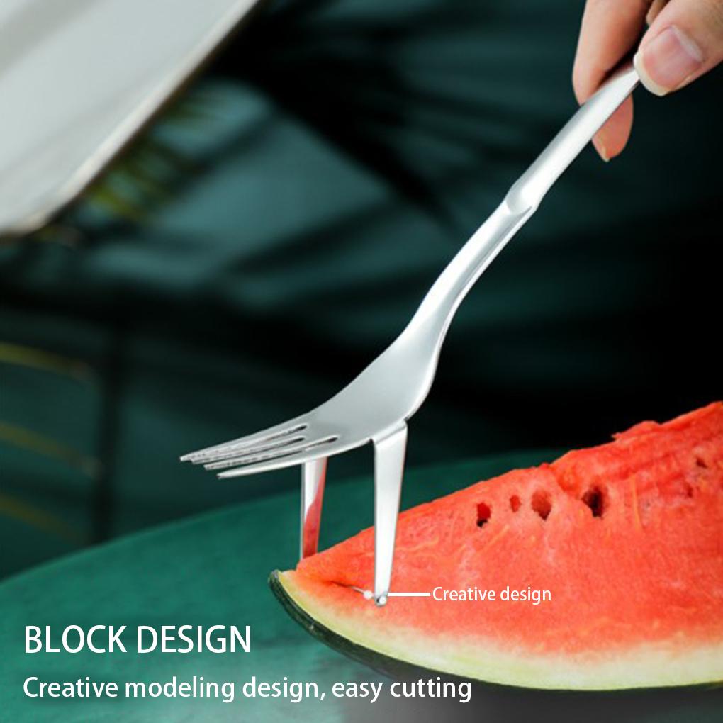 Sendok Garpu Slicer Stainless Watermelon Slicer Garpu Makanan Dessert Alat Saji Perlengkapan Dapur