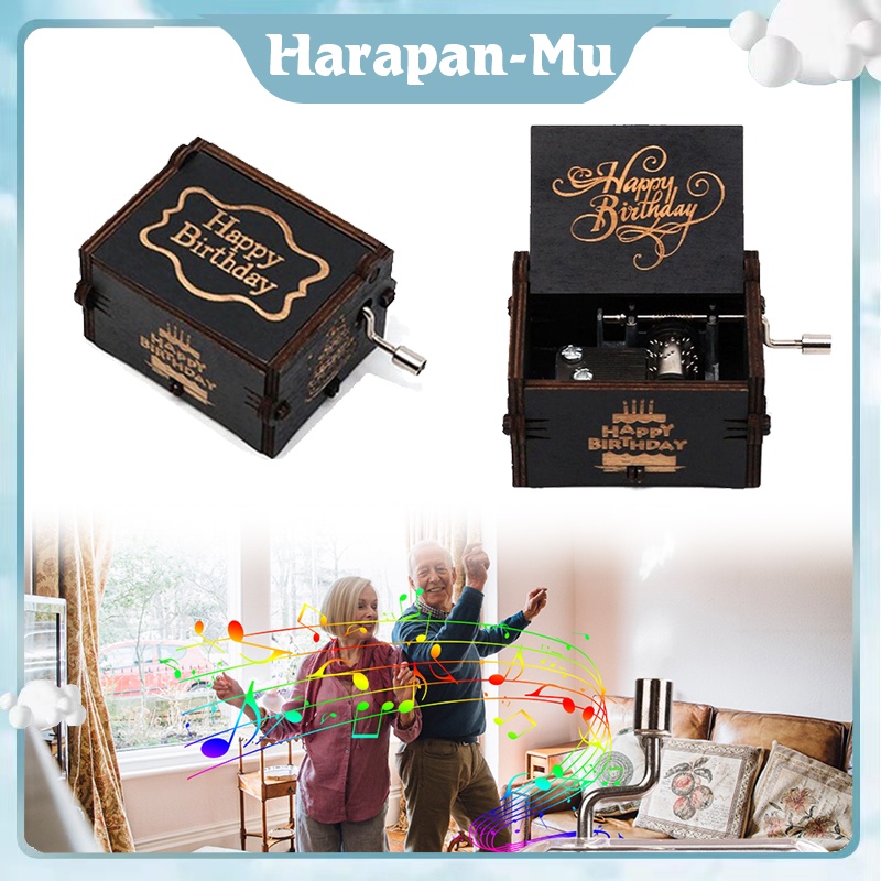 Kotak Musik Kayu Vintage Putar Tangan Kotak Musik Putar Wooden Music Box Kotak Musik Otomatis