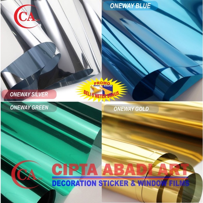 STIKER KACA FILM ONEWAY WARNA SILVER,HIJAU,BIRU,GOLD INCLUDE PASANG