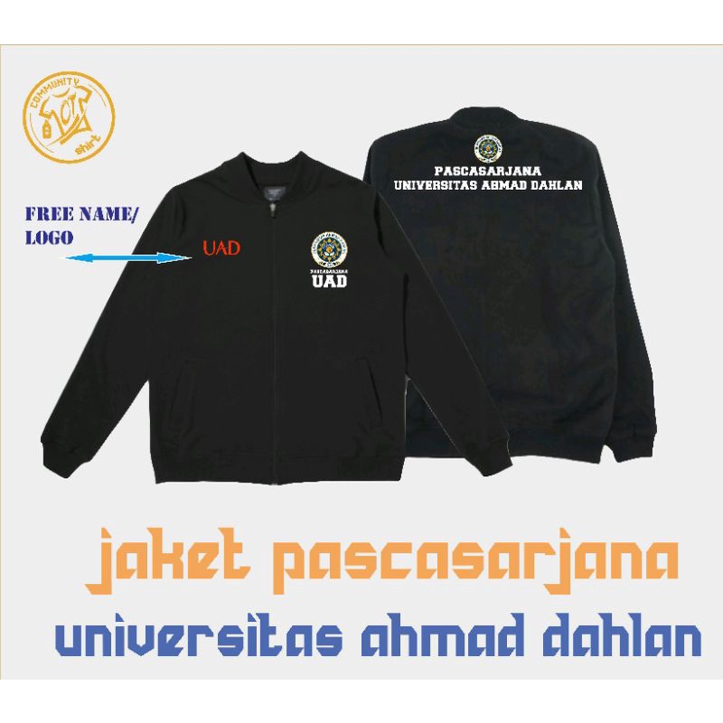 Jaket Pascasarjana UAD Universitas Ahmad Dahlan Yogyakarta/ Bomber Jacket Black Navy