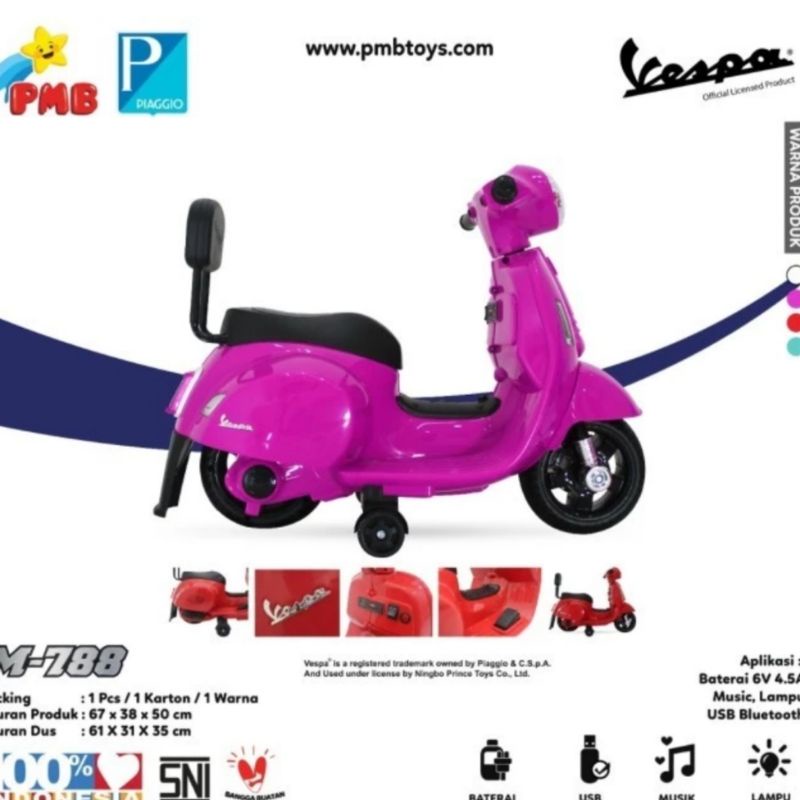 Mainan Anak Vespa Mini Dan Mainan Motor Aki Vespa M-788