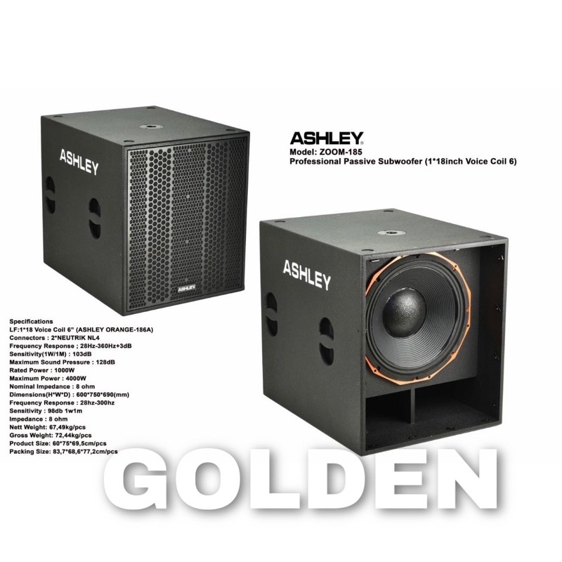 Subwoofer Pasif Ashley Zoom 185 Original Sub 18 inch Passive ZOOM 185