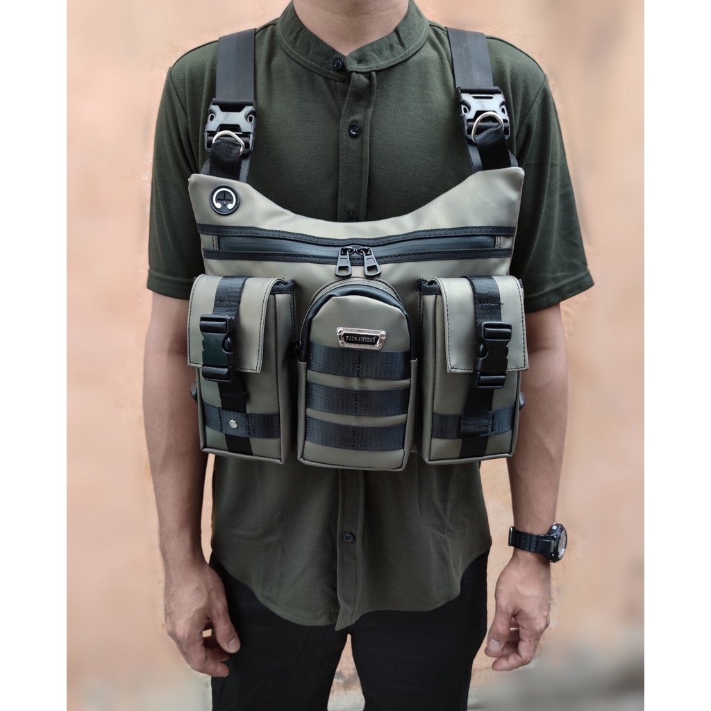Tas Dada 2 Fungsi Anti Air Original Polo Amstar Bahan Ballon Waterproof Best Quality Tas Dada Chest Bag &amp; Tas Selempang