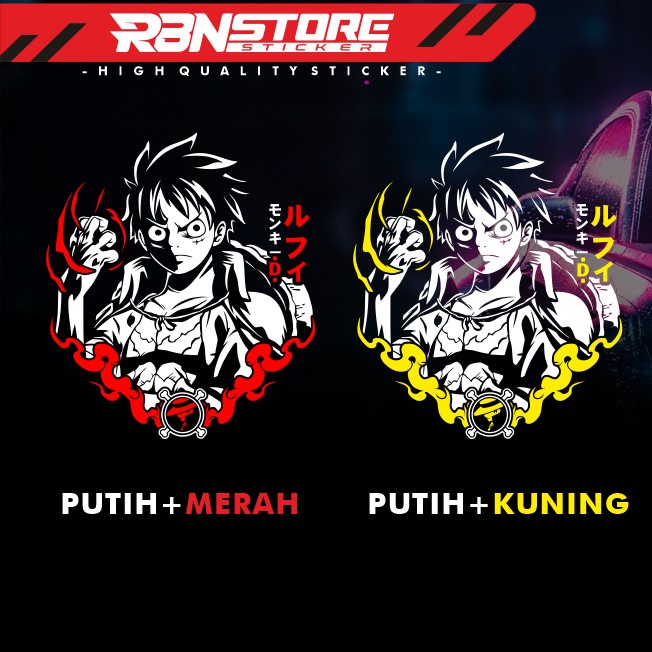 STIKER MONKEY D. LUFFY ONE PIECE UNTUK WINDSHIELD VISOR NMAX/PCX CUTTING STICKER UKURAN 22X25CM WARNA SOLID DAN HOLOGRAM RBN