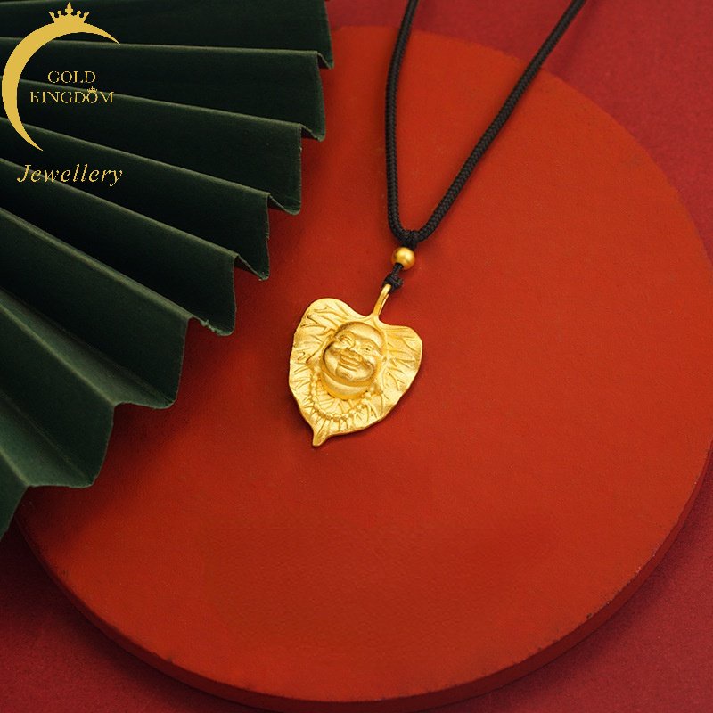 Goldkingdom Fashion Jewelry Emas Asli Kadar 375 Bangkok Aksesoris Ready Stock Kalung Buddha Daun Maitreya Sudah Diberkati Lady Liontin Untuk Generasi