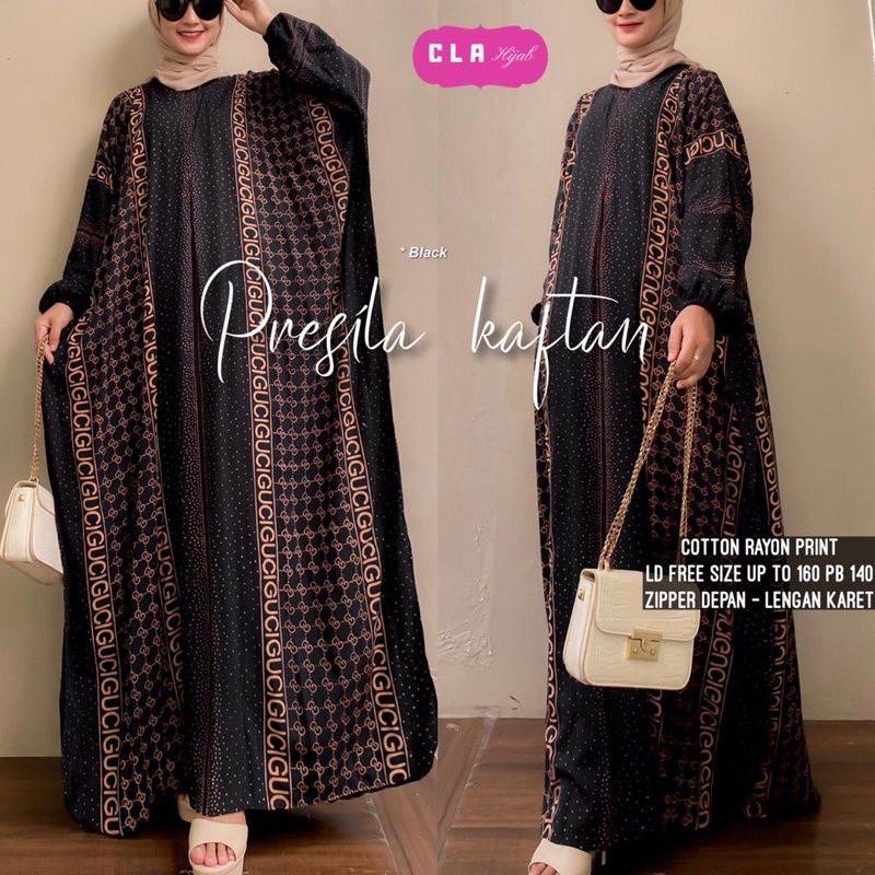 Presila Kaftan Wanita Rayon Premium Gamis Dress Jumbo Batik Longdress Gamis Bigsize LD 160 cm