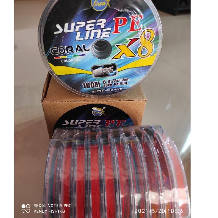 {BEL.18Oc22ѕ} senar PE Orca Coral X8 Ukuran 0.12 0.14 0.18 0.26 Multi Color 100 Meter