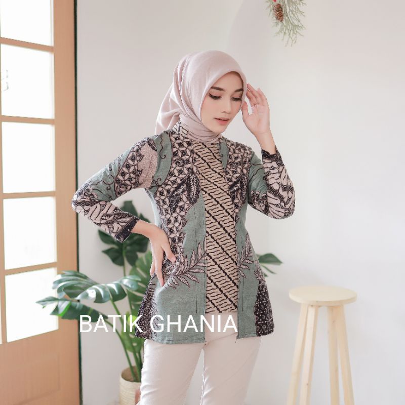 Baju Batik Wanita Modern Monalisa Genes M,L,XL Asli Pekalongan/ Atasan Batik Wanita PPBTK07 Modern Batik Murah Cassual Atasanbatik Wanitabatik