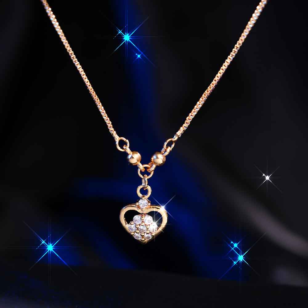 ✅COD Kalung Titanium Wanita Fashion Perhiasan Emas Nama Dewasa Aksesoris Rantai Berlian Hati Liontin Anti Karat D066-D023