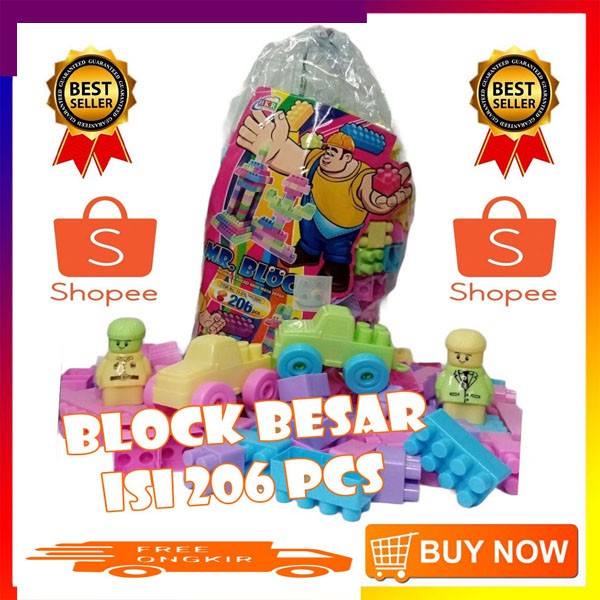 Mainan Balok Susun Anak 206 pcs