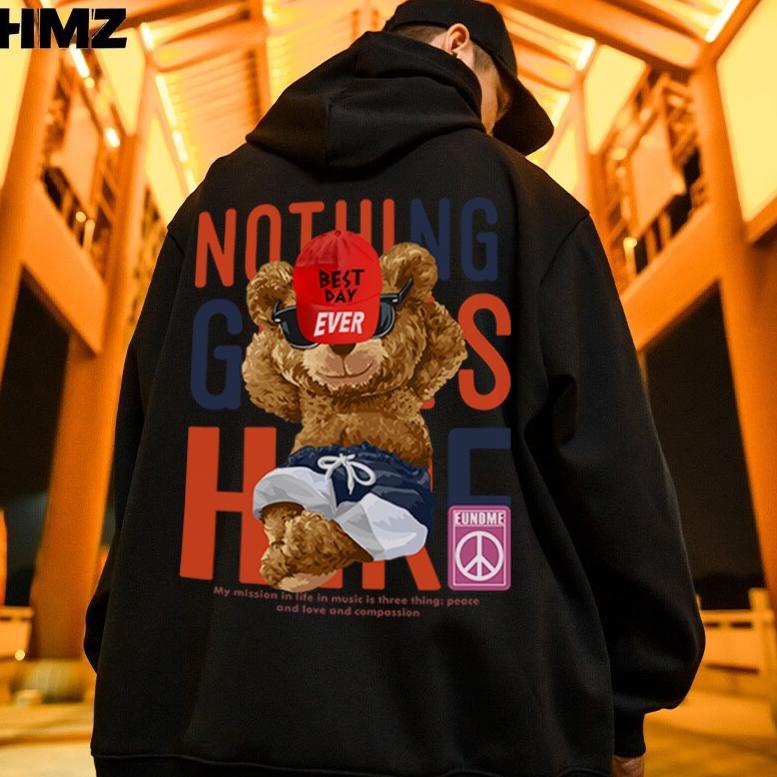 KIRIM HARI INI Hoodie CN sweater crewneck cople Nothing Bear Pria wanita Jaket Switer Motif Simple K