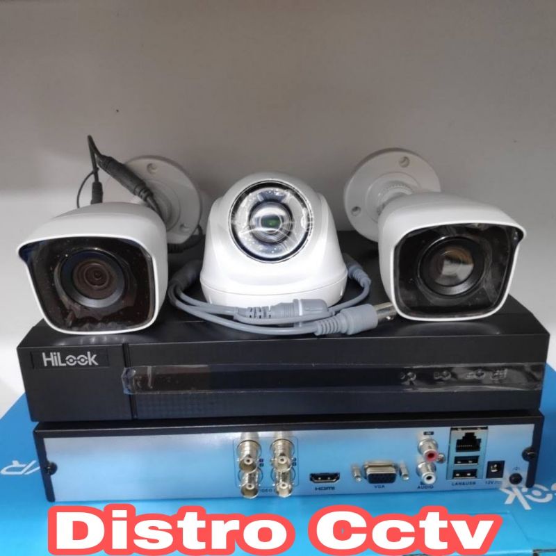 Paket Camera Cctv Hilook 4ch 3 Kamera Indoor Outdoor 2mp Full HD 1080p Komplit Paket 4 Channel 2 MP Hilok