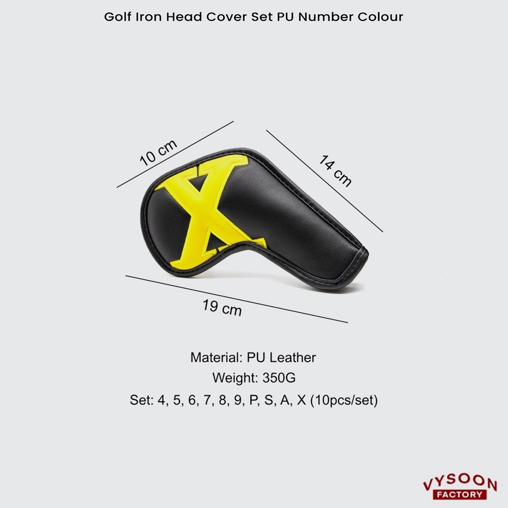 Golf Set Iron Cover Set Number Color Sarung Stik Golf Set 10 Pcs Black