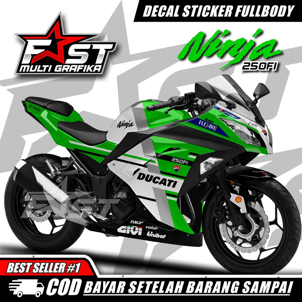 Decal Kawasaki Ninja 250 FI Stiker Decal Motor Ninja 250FI Fullbody Motip Ducati