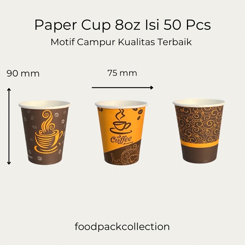 Jual Gelas Kertas Motif Kopi Paper Cup 8oz 50 Pcs Shopee Indonesia 5380