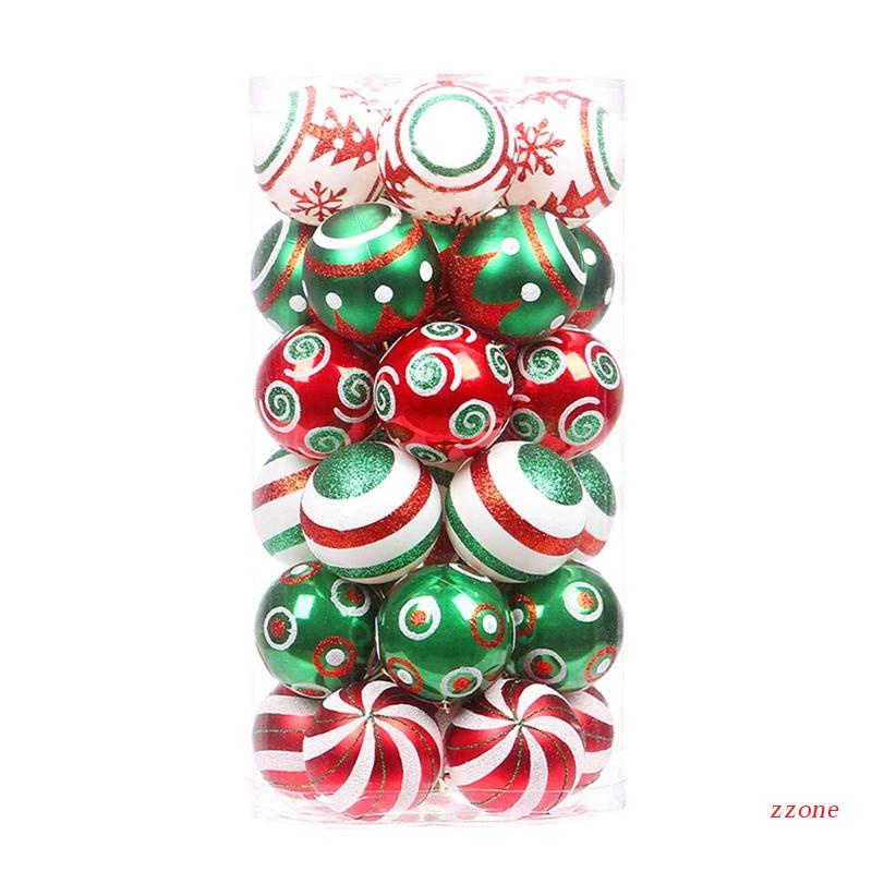 30pcs / Set Ornamen Liontin Pohon Natal Ukuran 60mm Warna Kontras Aksen Glitter Tahan Pecah Untuk Pesta