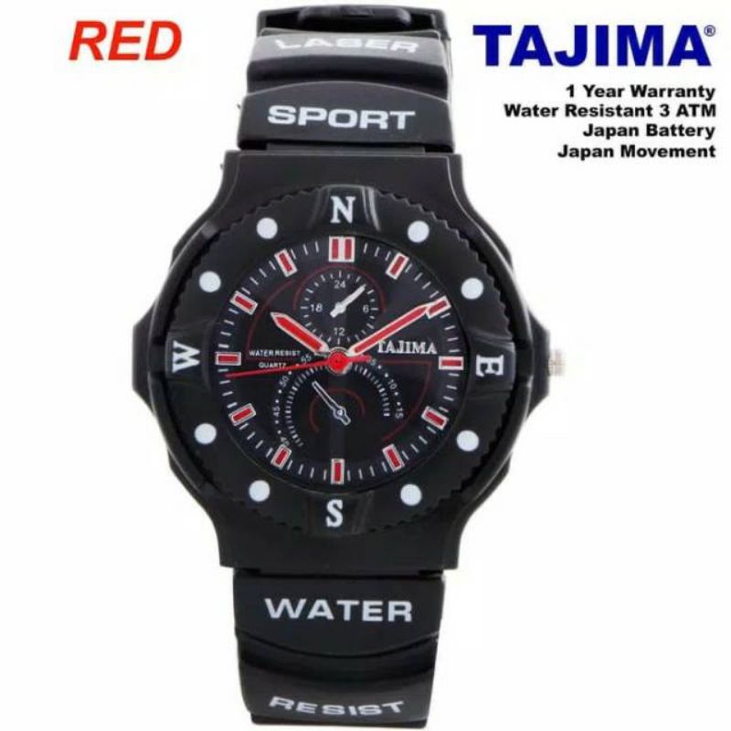 jam tangan Tajima unisex original pria/wanita tali karet