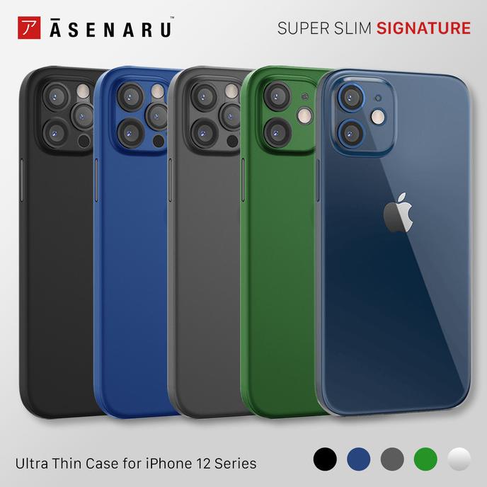 Asenaru iPhone 12/Mini Case Super Slim Signature Casing - Hijau,iPhone 12