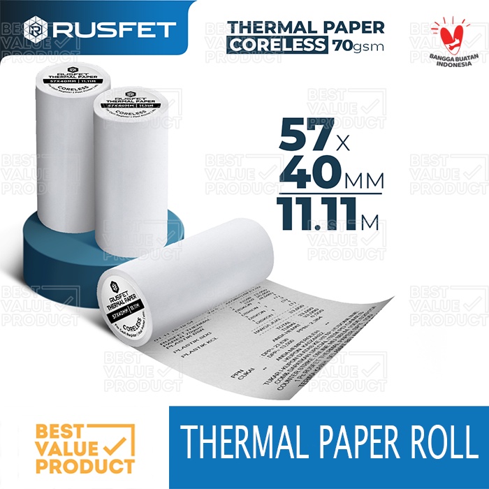 

Thermal Paper 57 x 40 / Kertas Struk Thermal 57x40 CORELESS SATUAN